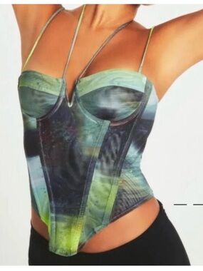 Miaou Green Gradient Bustier Top